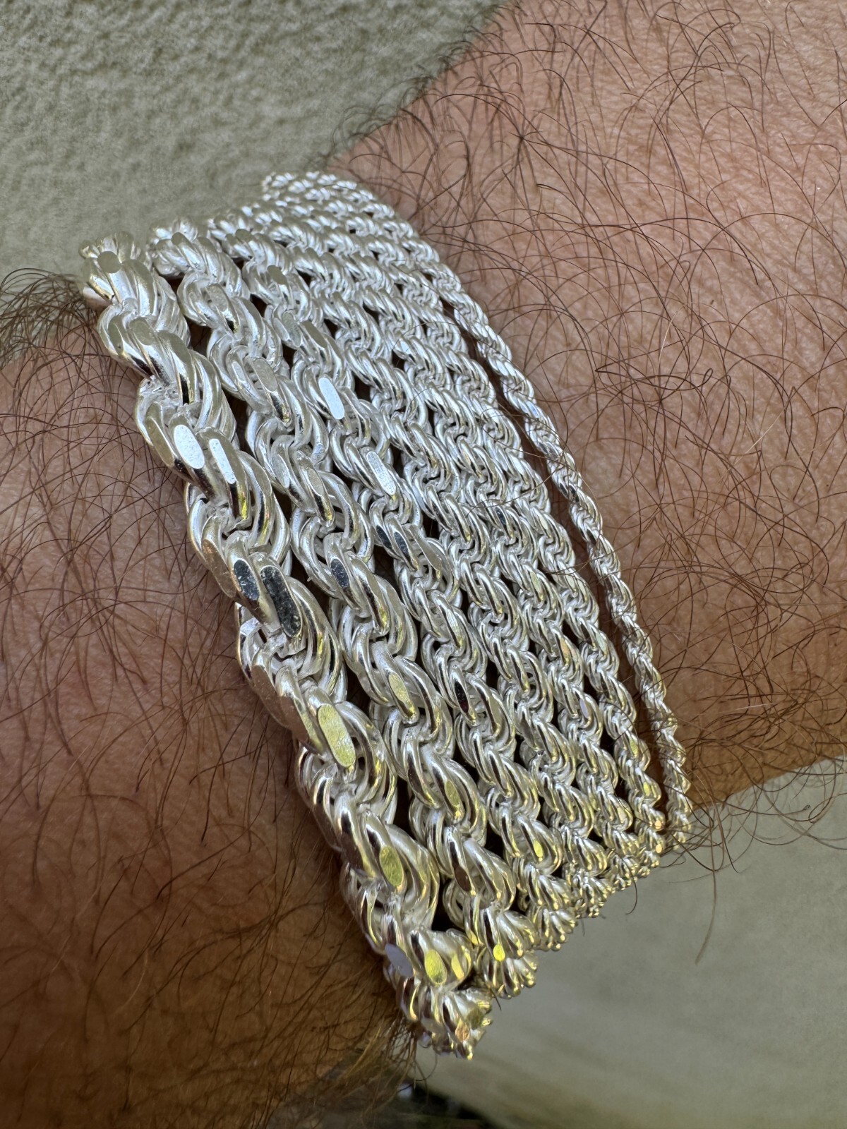 Real Solid 925 Sterling Silver Rope Bracelet 2mm-6mm Men’s Women’s 6-9″