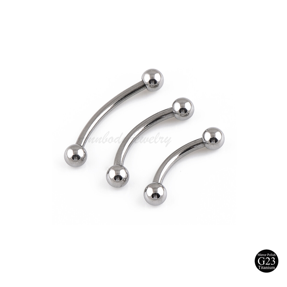 16g 14g SOLID G23 TITANIUM Ball Curve Barbell Eyebrow Ring Externally threaded