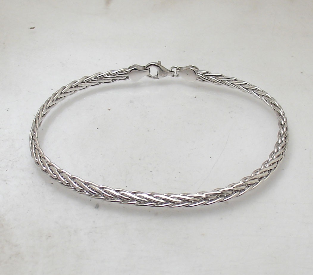 8″ Polished Wheat Spiga Link Chain Bracelet Anti-Tarnish Real Sterling Silver