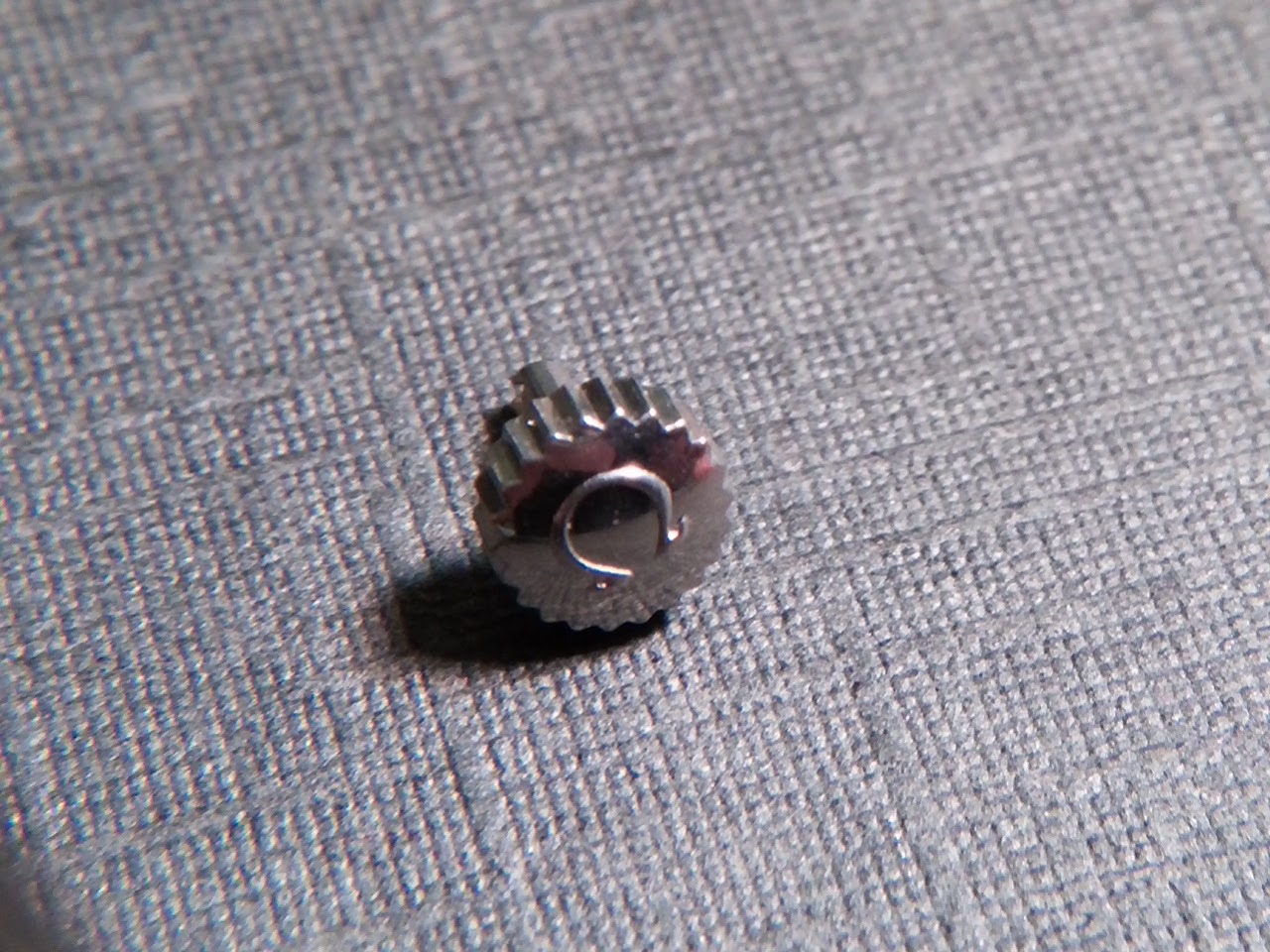 Genuine Omega crown 4.3-4.5mm approx. WHITE, split medium stem, for watch repair