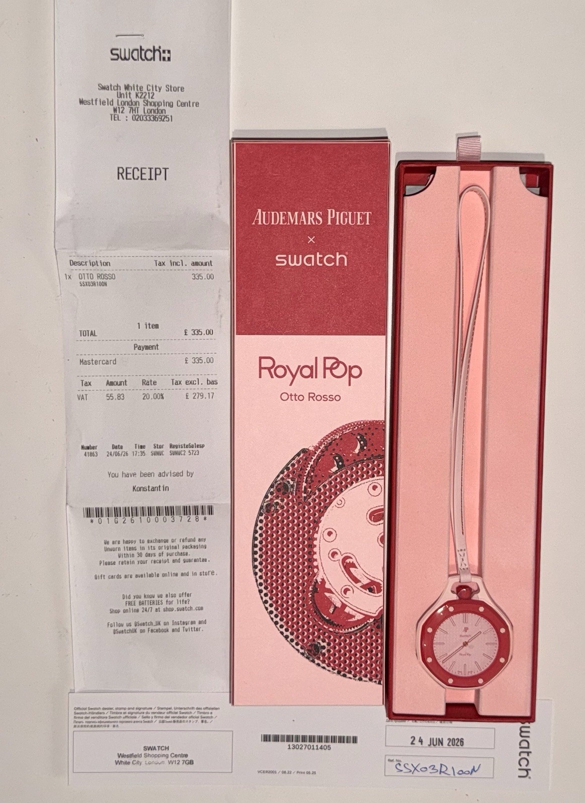 Swatch Royal Pop Otto Ross Pink Leather Box