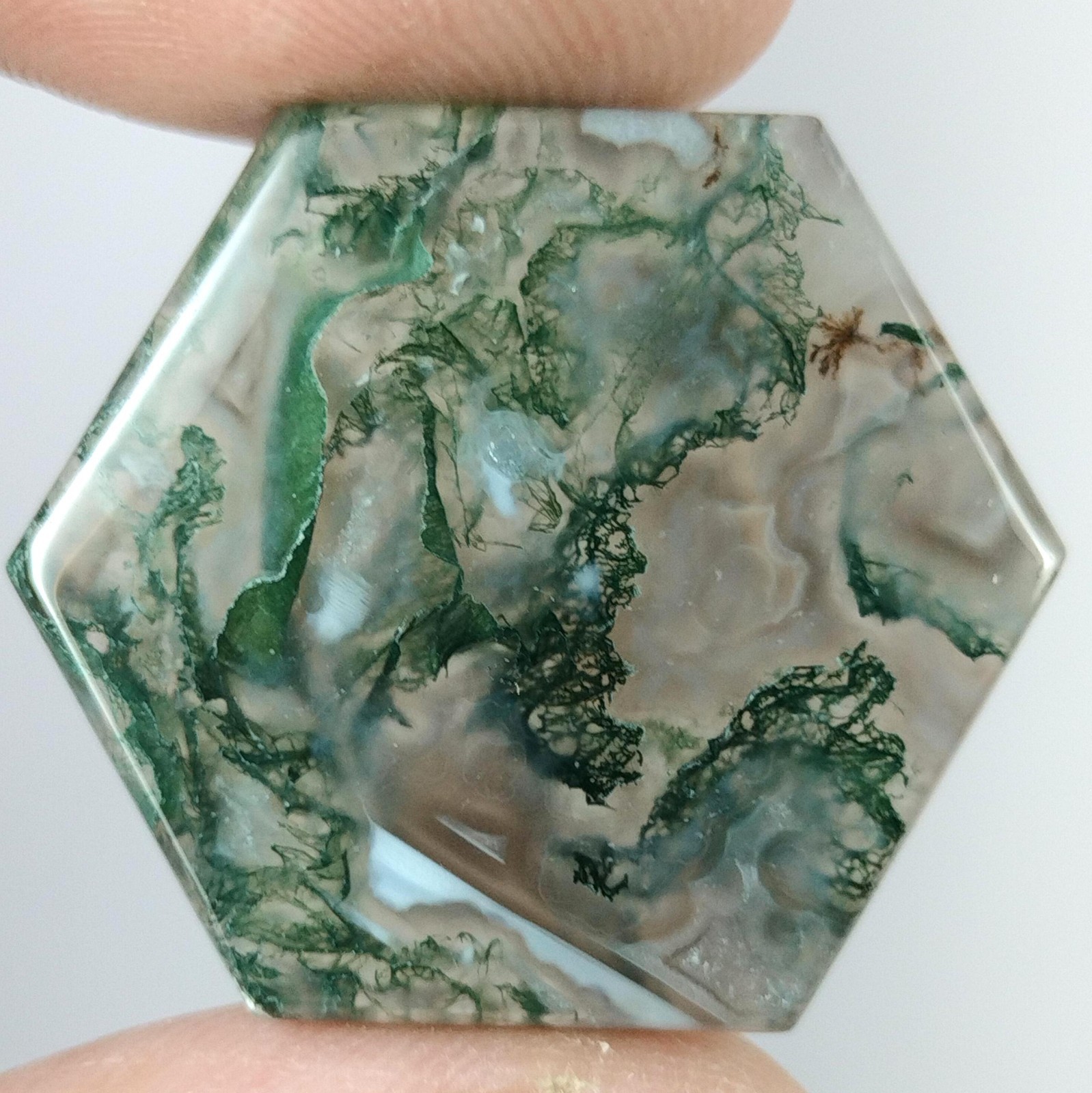31.00 Ct Hand Polished Natural Moss Agate Cabochon Loose Gem for Wire Wrap