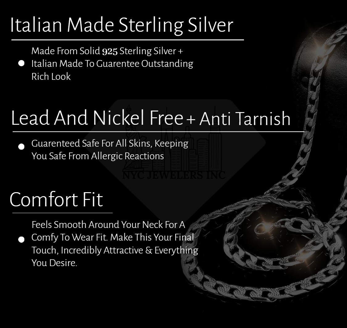 Italian Solid Sterling Silver Franco Chain Necklace Thick 925 Silver Chain 2.5MM