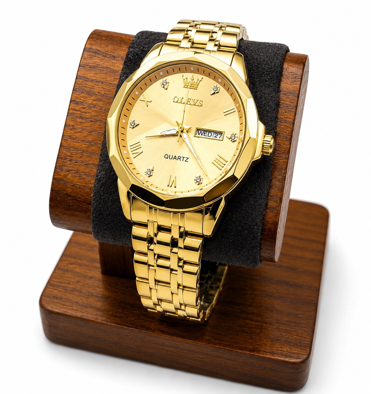OLEVS 9931 Men’s Quartz Watch Gold Dial Gold Tone Stainless Steel Day Date