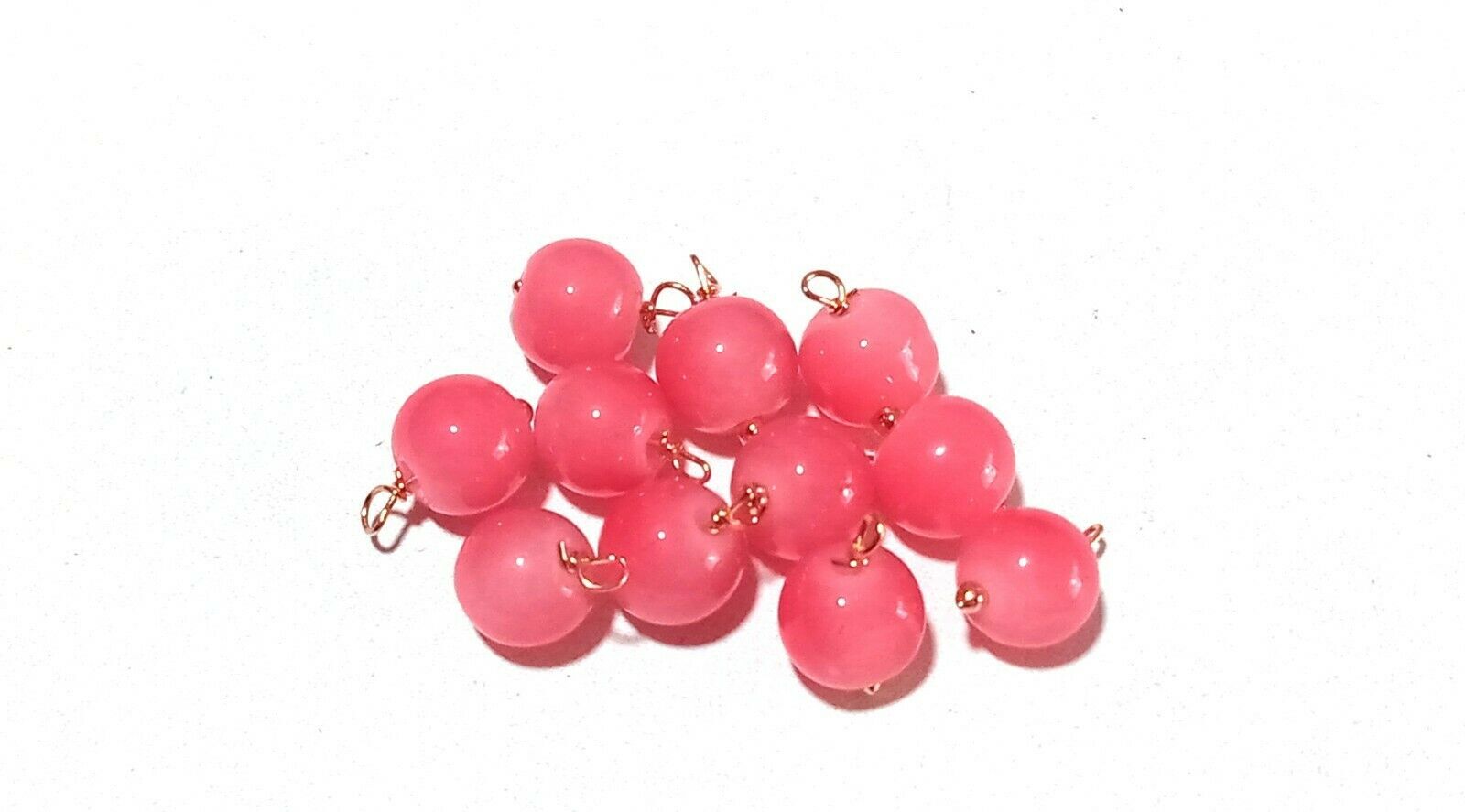 25 Pcs Rose Pink Quartz Round Smooth 8mm/10mm Beads, Rose Gold Wire Wrapped Link