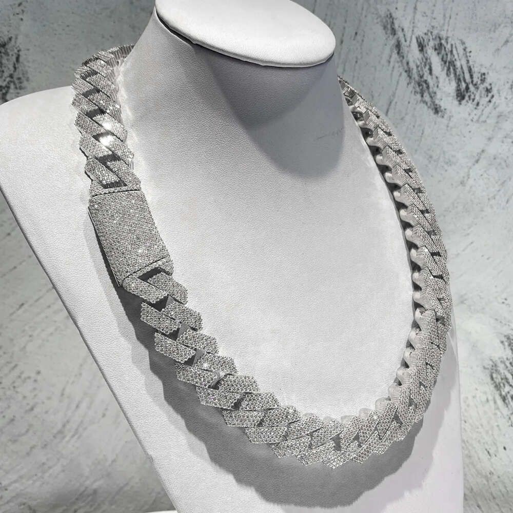 925 Sterling Silver VVS Moissanite Cuban Link Chain Pass Tester Iced