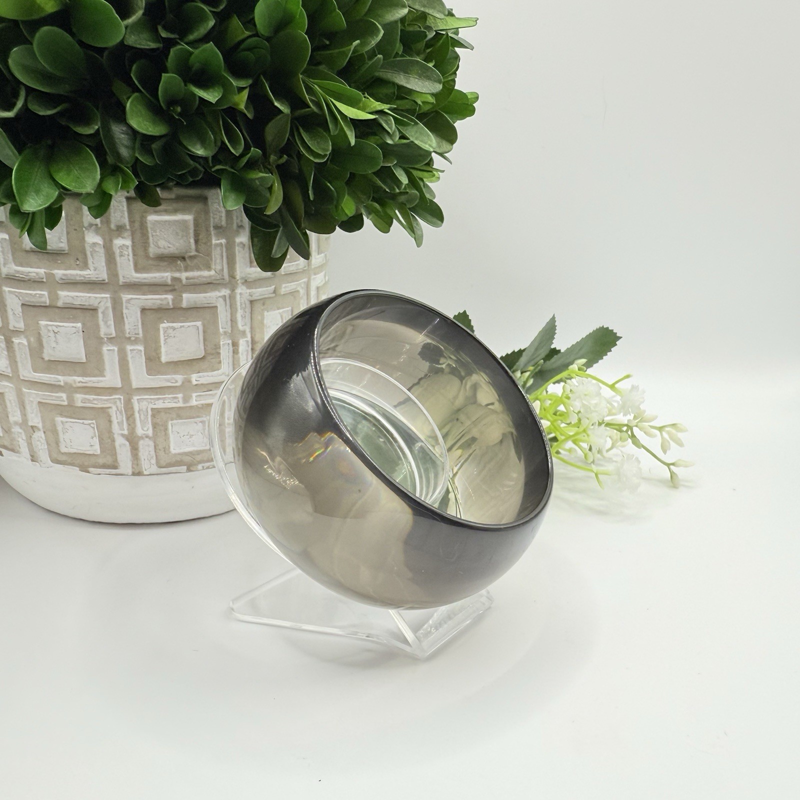 Vintage Wide Smoky Translucent Bangle Bracelet Lucite Acrylic Resin