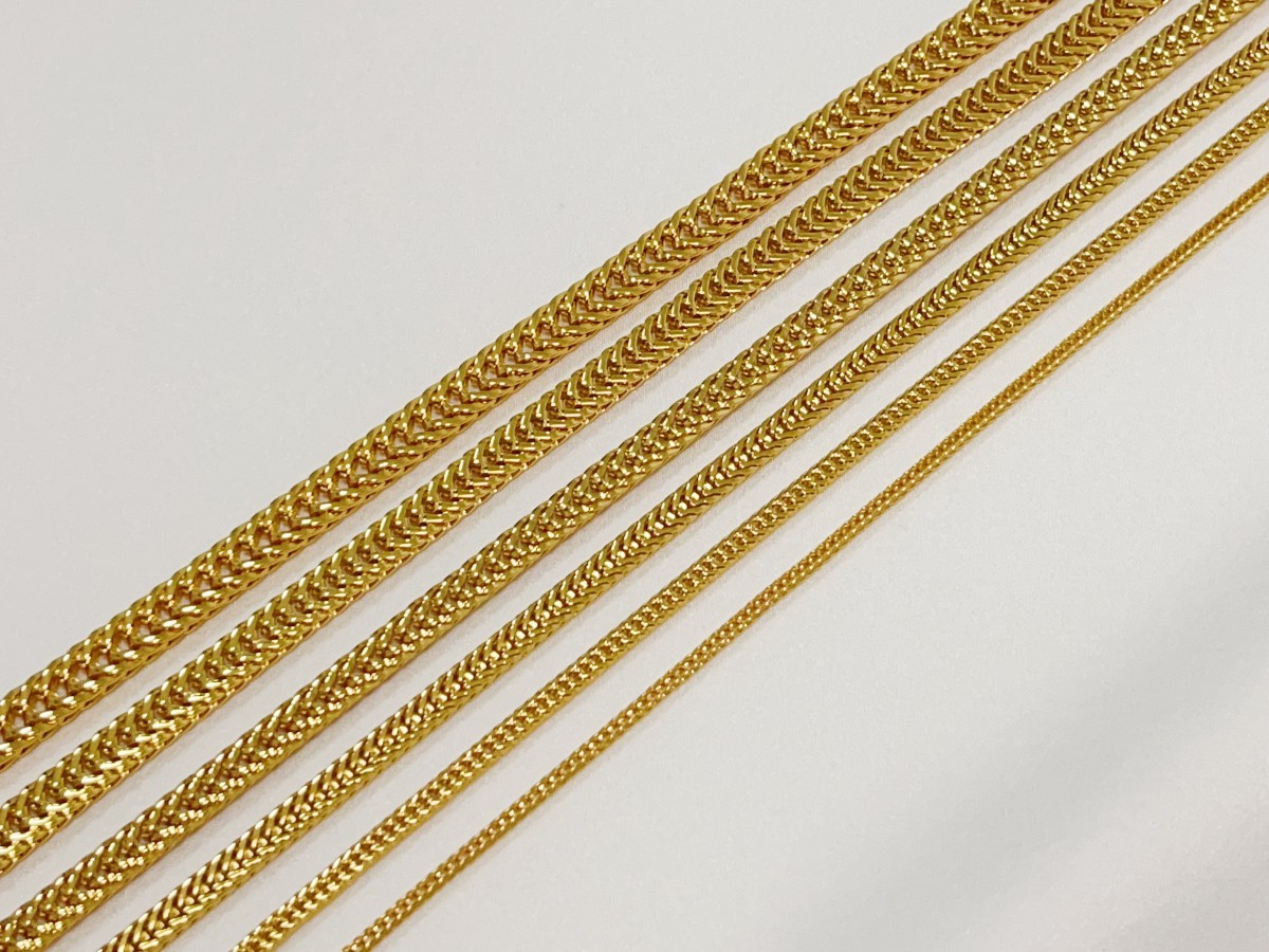 18K Yellow Gold 2mm-7mm Franco Square Box Chain Necklace Men Womens 18″- 28″