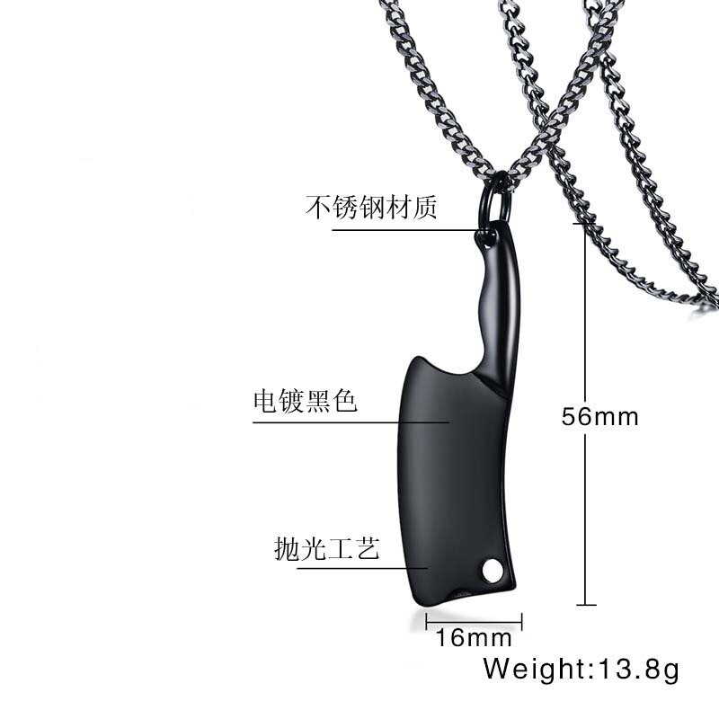 Stainless Steel Kitchen Knife Pendant Multicolor Necklace Personalized Jewelry