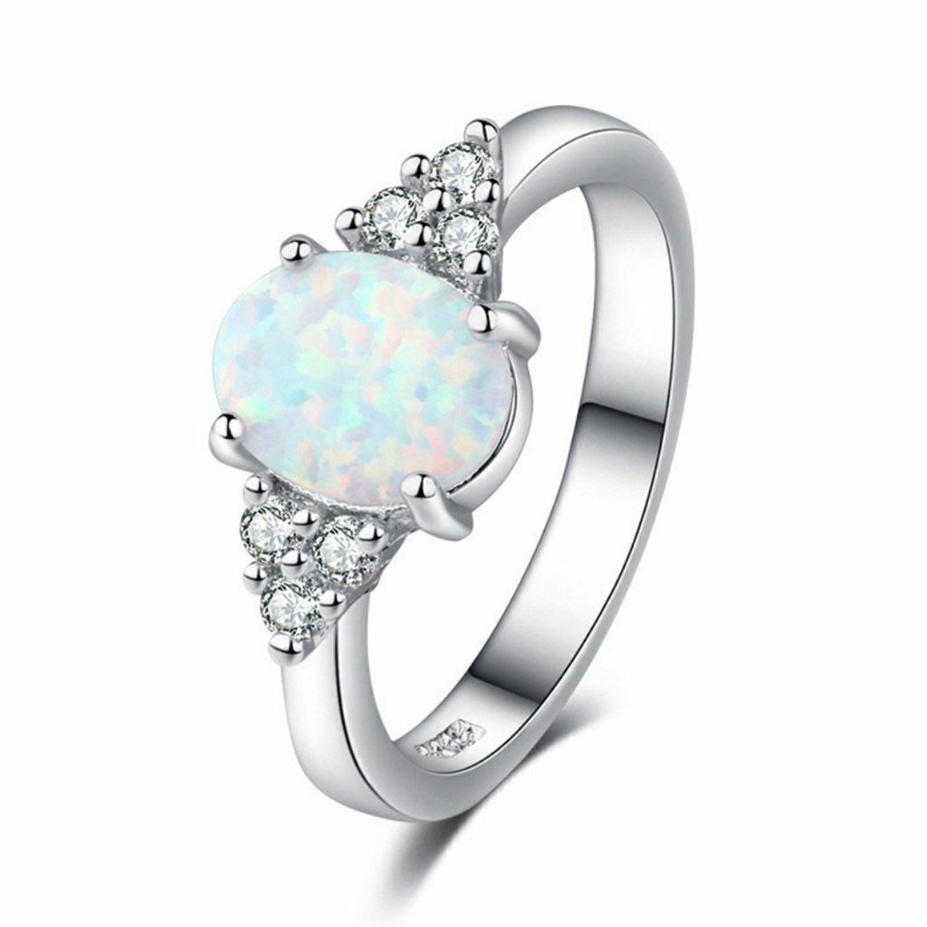 Fire Opal Ring in 925 Sterling Silver Gemstone Jewelry Ring Size 6/7/8/9 /10