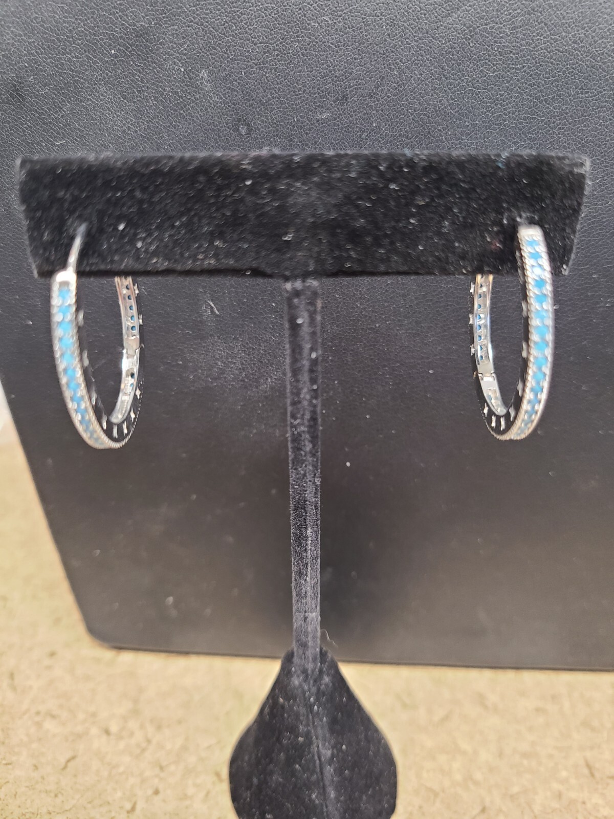 925 Turquoise Hoops 6.5 Grams Tw 1″ Diameter