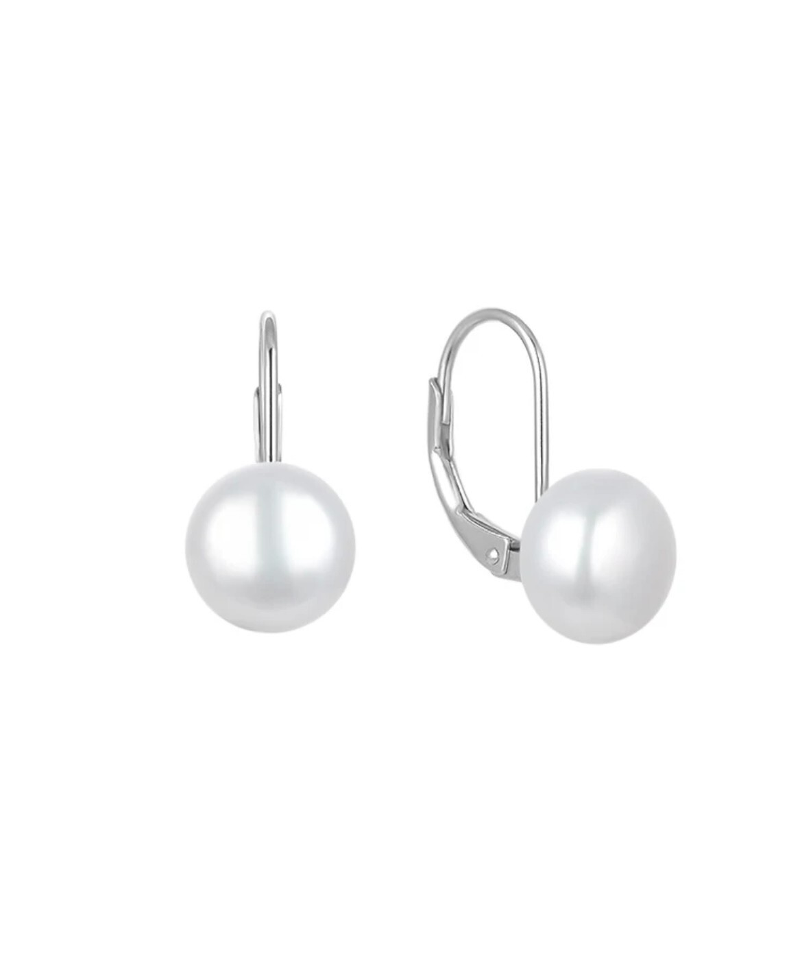 Elegant Solid 925 Sterling Silver Freshwater Pearl Leverback Earrings