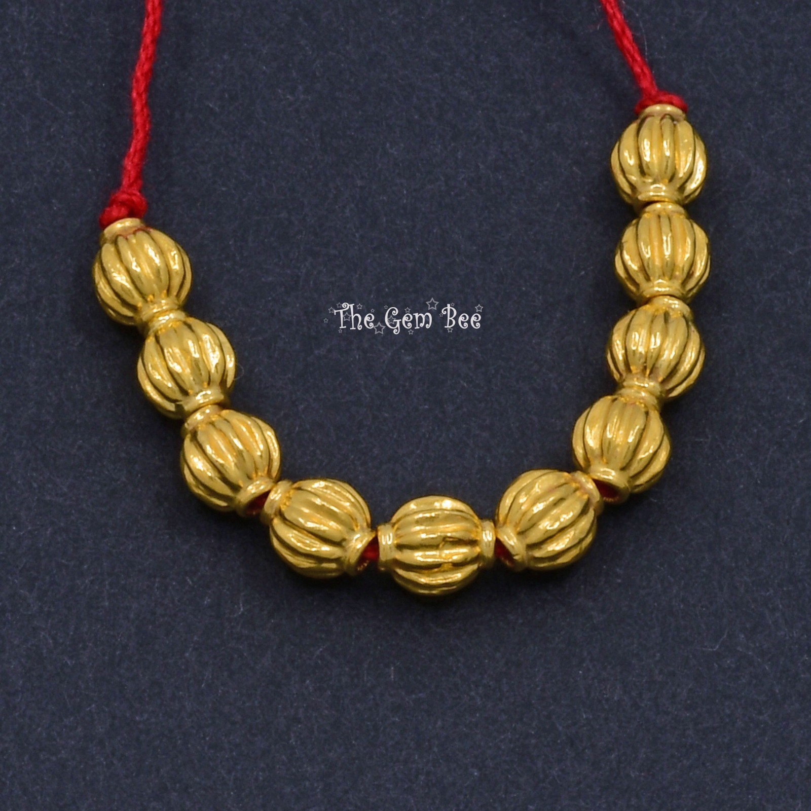 18k Solid Yellow Gold 4.2mmx5mm Fluted Fancy Spacer Finding Beads (2)