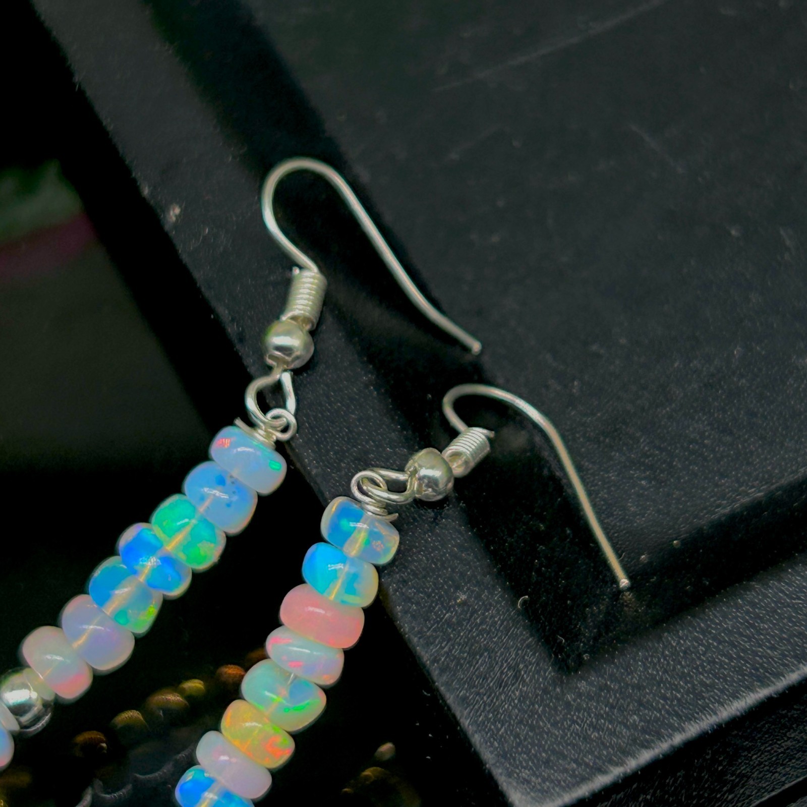 AAA+ Fire Opal Beads Cluster Earring, Natural Multifire Opal Beaded Earring