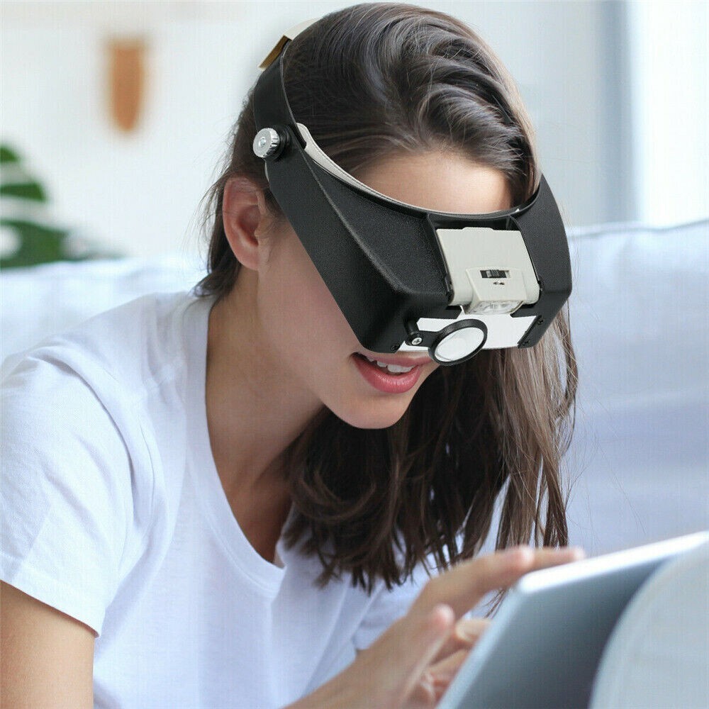 Headband Magnifier LED Illuminated Visor Glasses Loupe Head Band Magnifying
