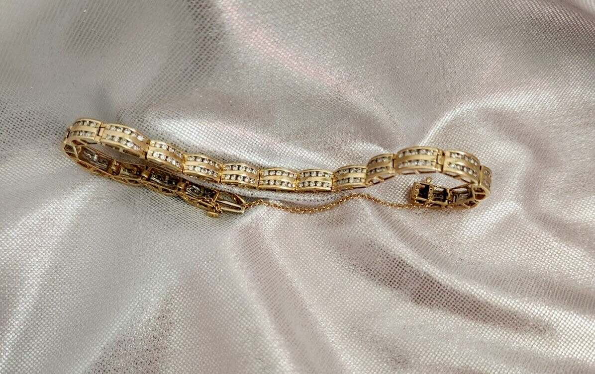 14k Yellow Gold Finish 5Ct Round Cut Lab Created Diamond Tennis Vintage Bracelet