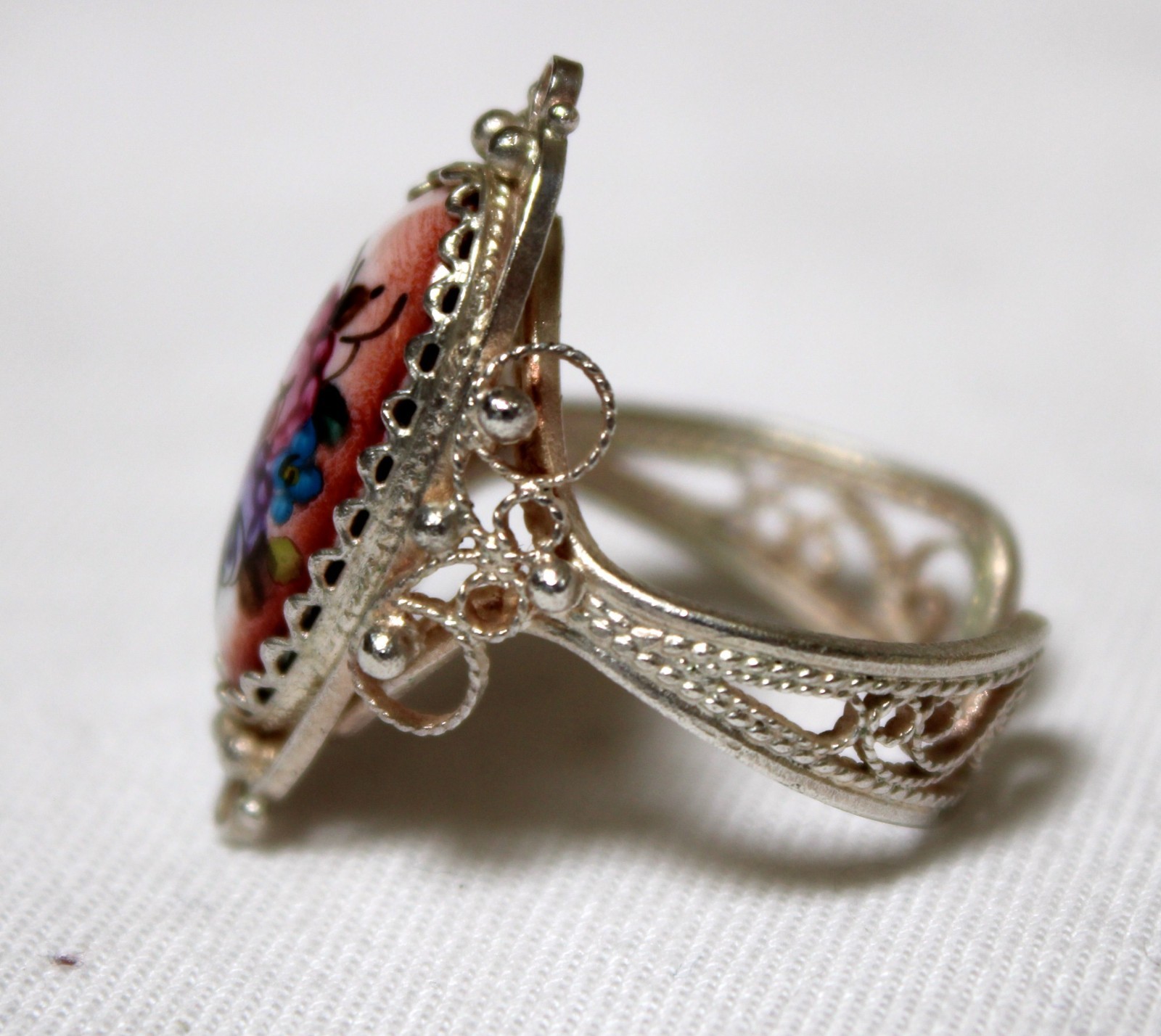Vintage Russian Hand Painted Enamel Rings 4 Variation Finift Technique #89,92,98