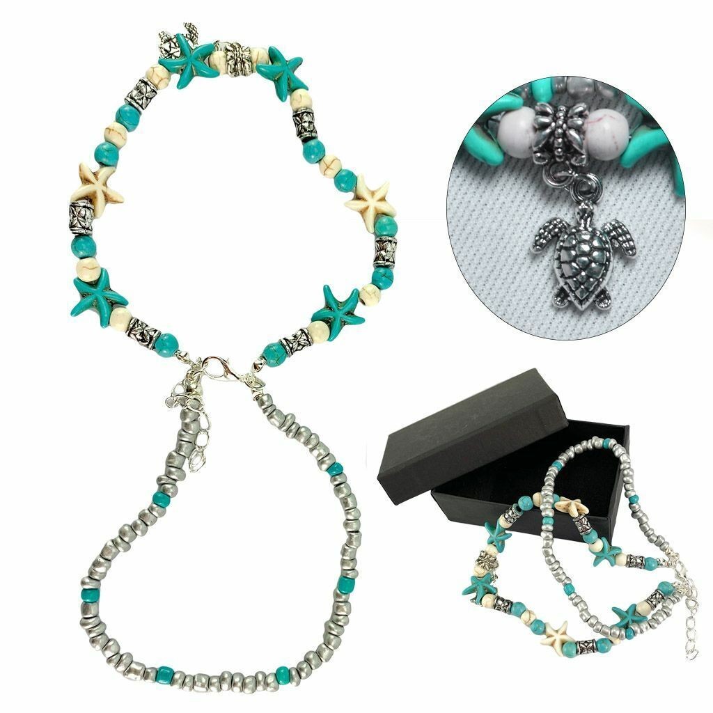 New Boho Ankle Bracelet Silver Tone Women Fashion Beaded Adjustable Beach Anklet