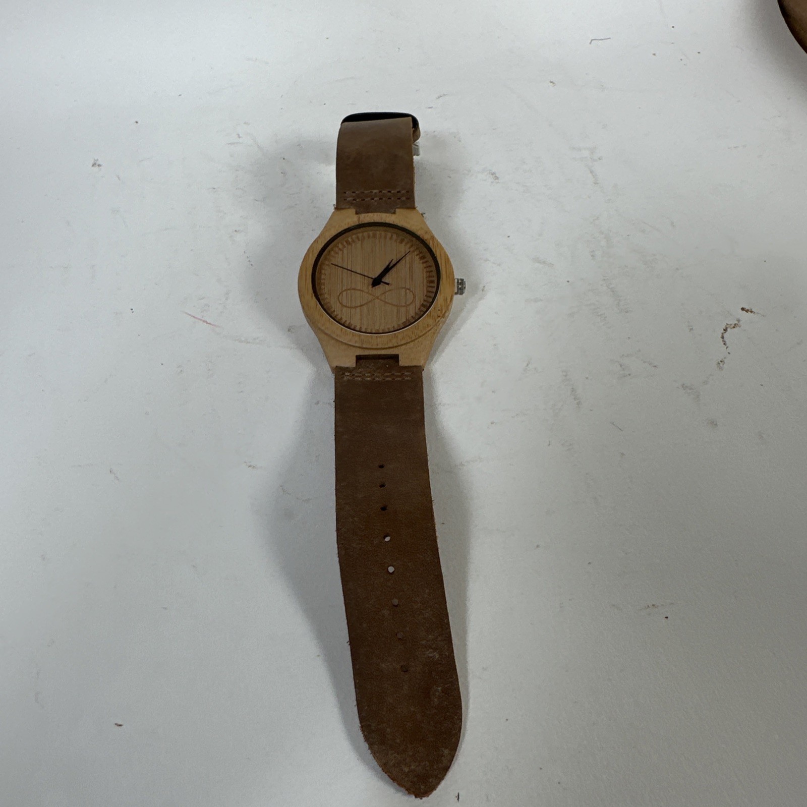 Wonowee Bamboo And Leather Watch Infinity Figure 8 Free Ship G