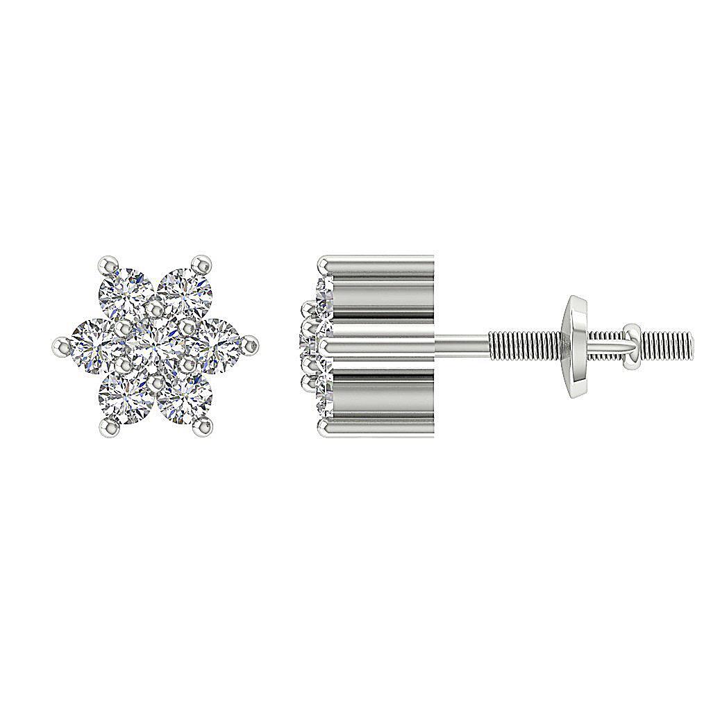 Flower Studs Earring VVS1 E 0.25 Carat Genuine Diamond 14K Yellow Gold Appraisal