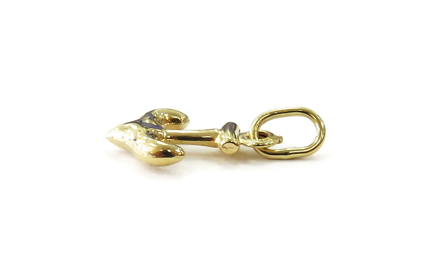 14K Yellow Gold Tiny Small Anchor Charm Necklace Pendant