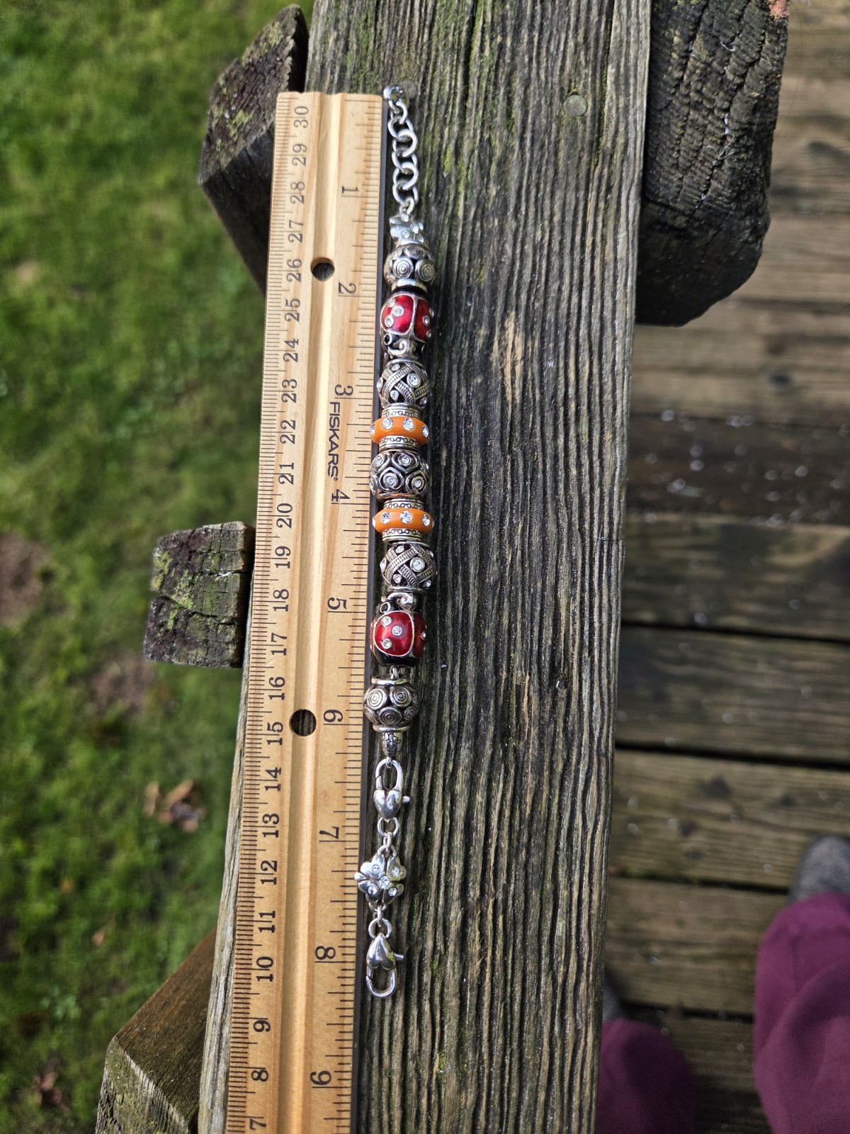 Brighton Ladybug Shamrock Charm Bracelet Bead Silver Tone Heart Clover Rare