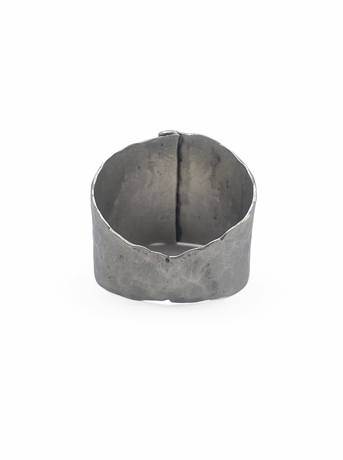 FarmMouseStudio Handmade Hammered Sterling Silver Wide Wrap Ring Size 8