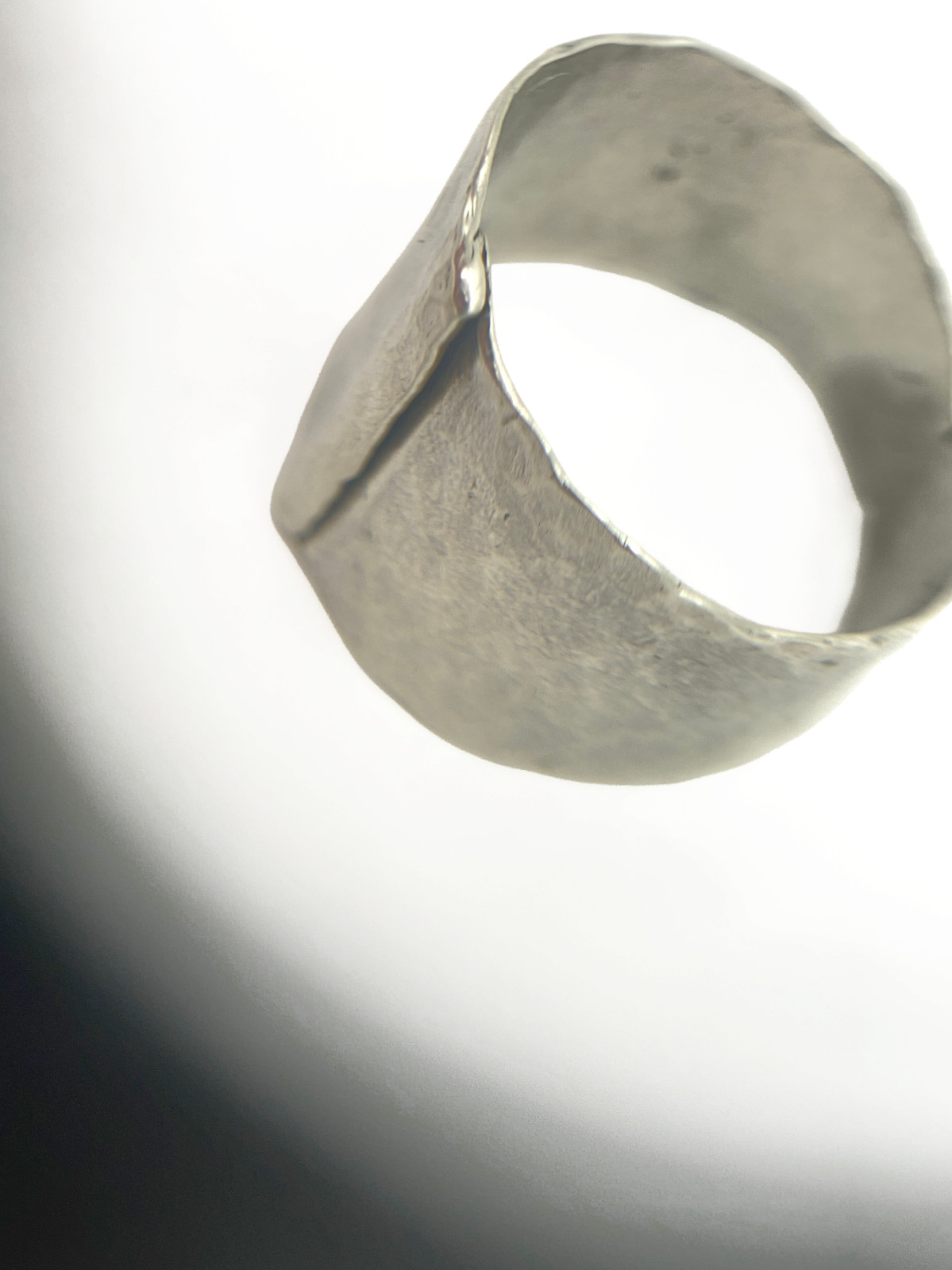 FarmMouseStudio Handmade Hammered Sterling Silver Wide Wrap Ring Size 8
