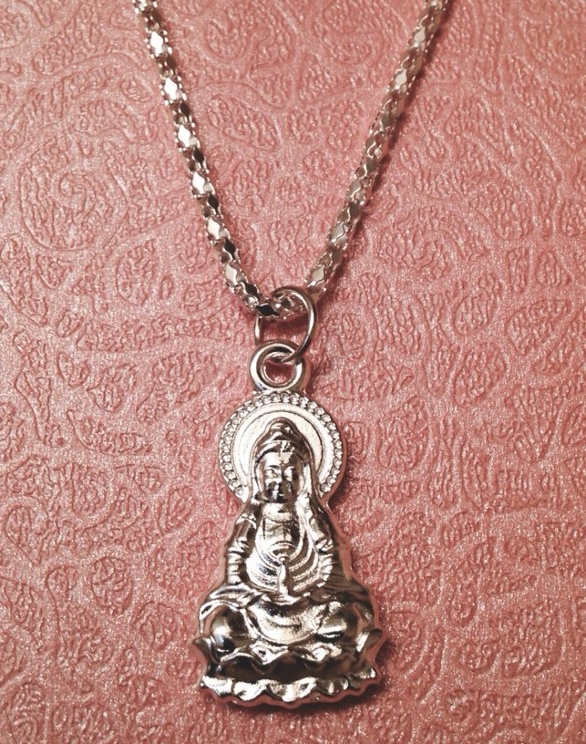 Good Luck Protection Kwan Yin Buddha Silver Color Pendant Necklace FREE SHIPPING