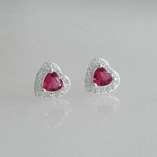 1.50Ct Lab Created Pretty Pink Sapphire Best Stud Earring 14k White Gold Finish