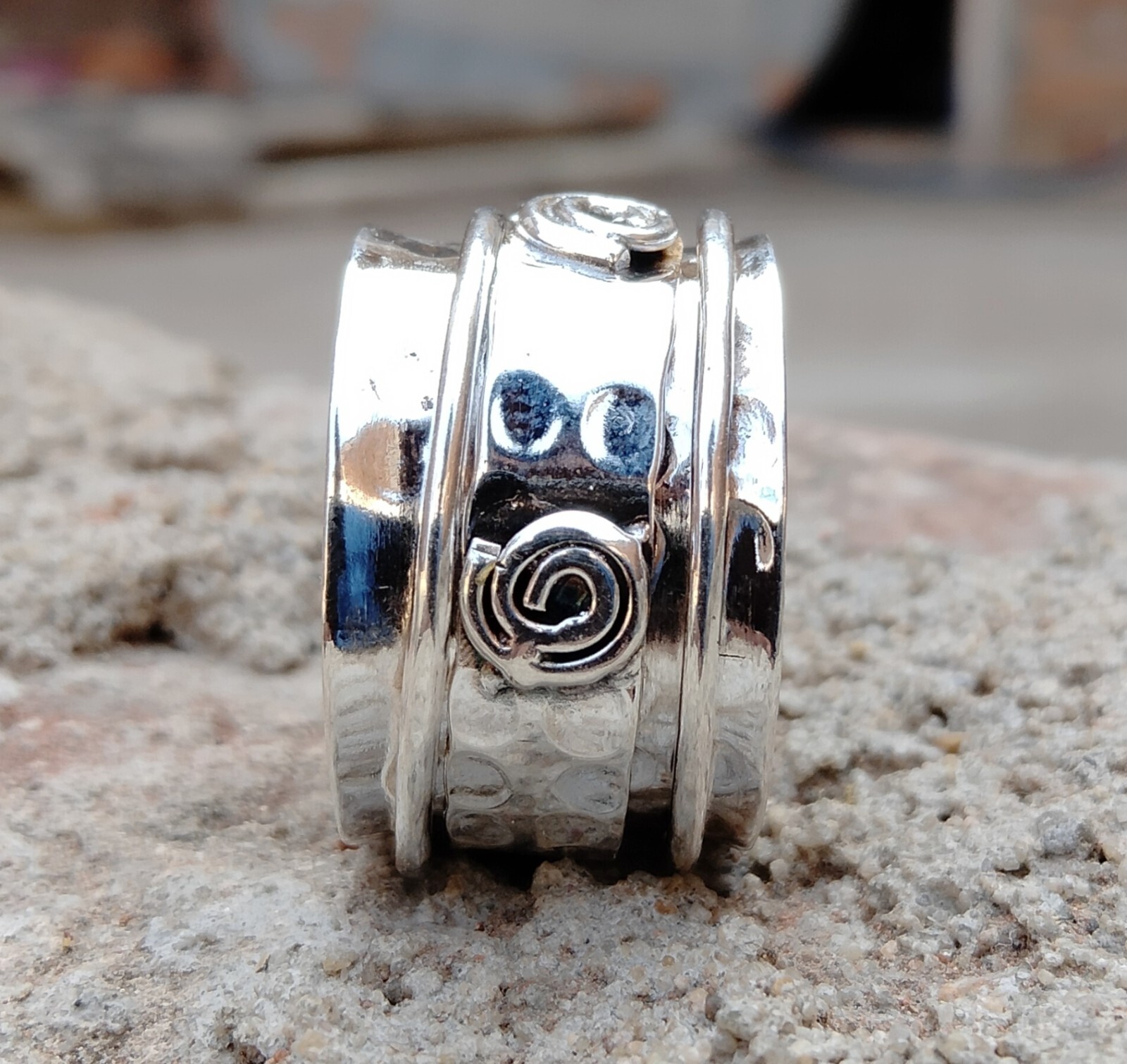 Solid 925 Sterling Silver Wide Band& Spinner Ring Handmade Ring All Size-U-55