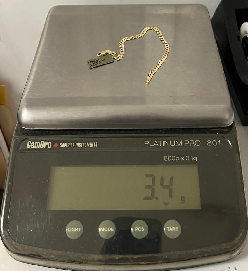 Gold chain 10k solid yellow cuban curb link bracelet 7.0 in 4.2 mm 3.45 grams Q1