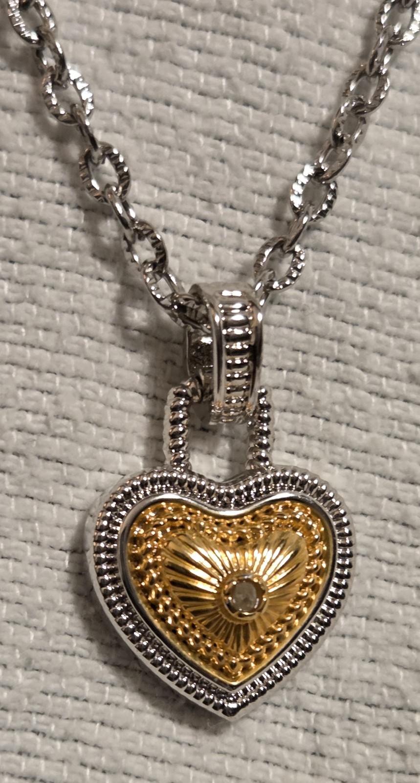 Diamonds International Heart Shaped Necklace .02 Ctw Diamond Silver Gold