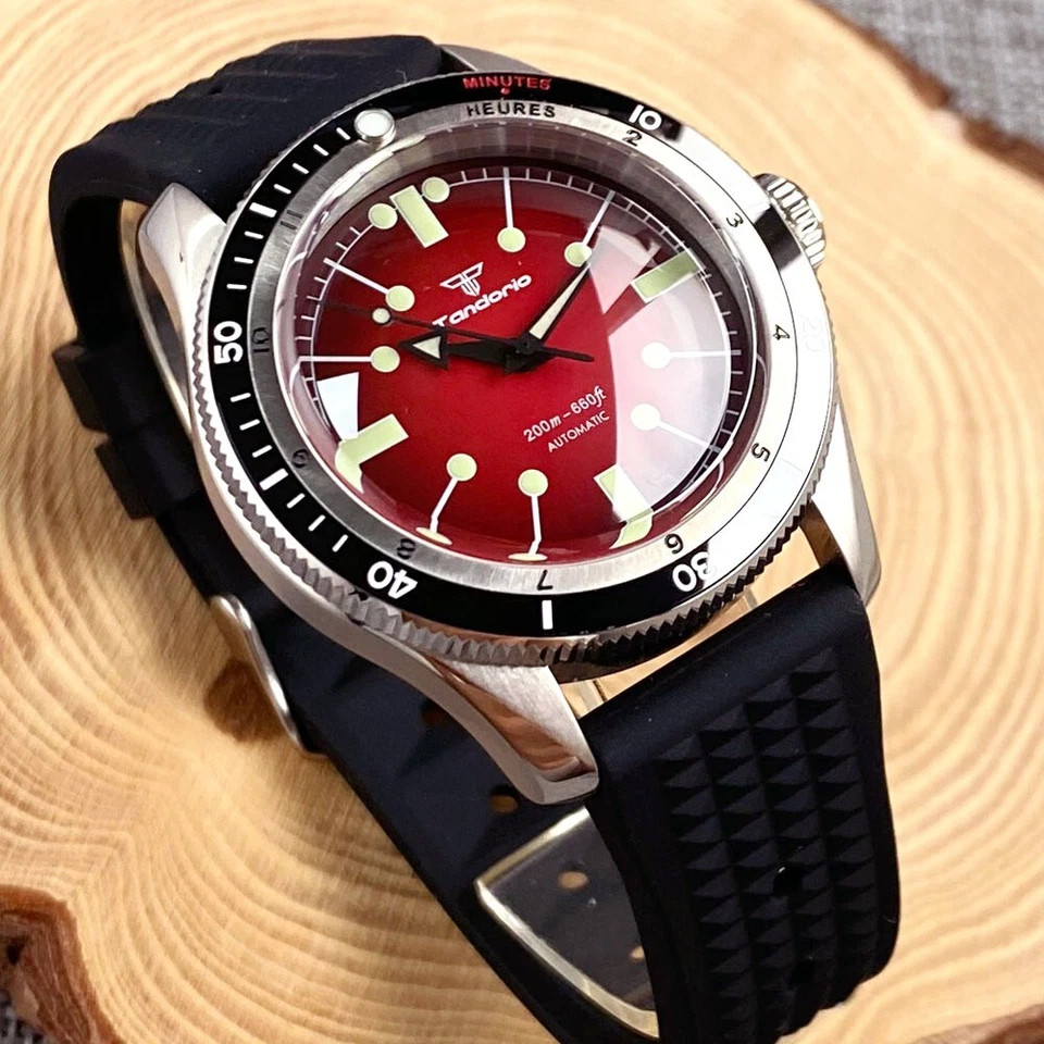 20ATM Diver Tandorio 40mm Sapphire Red Blue Japan NH35A Automatic Men Watch Lume