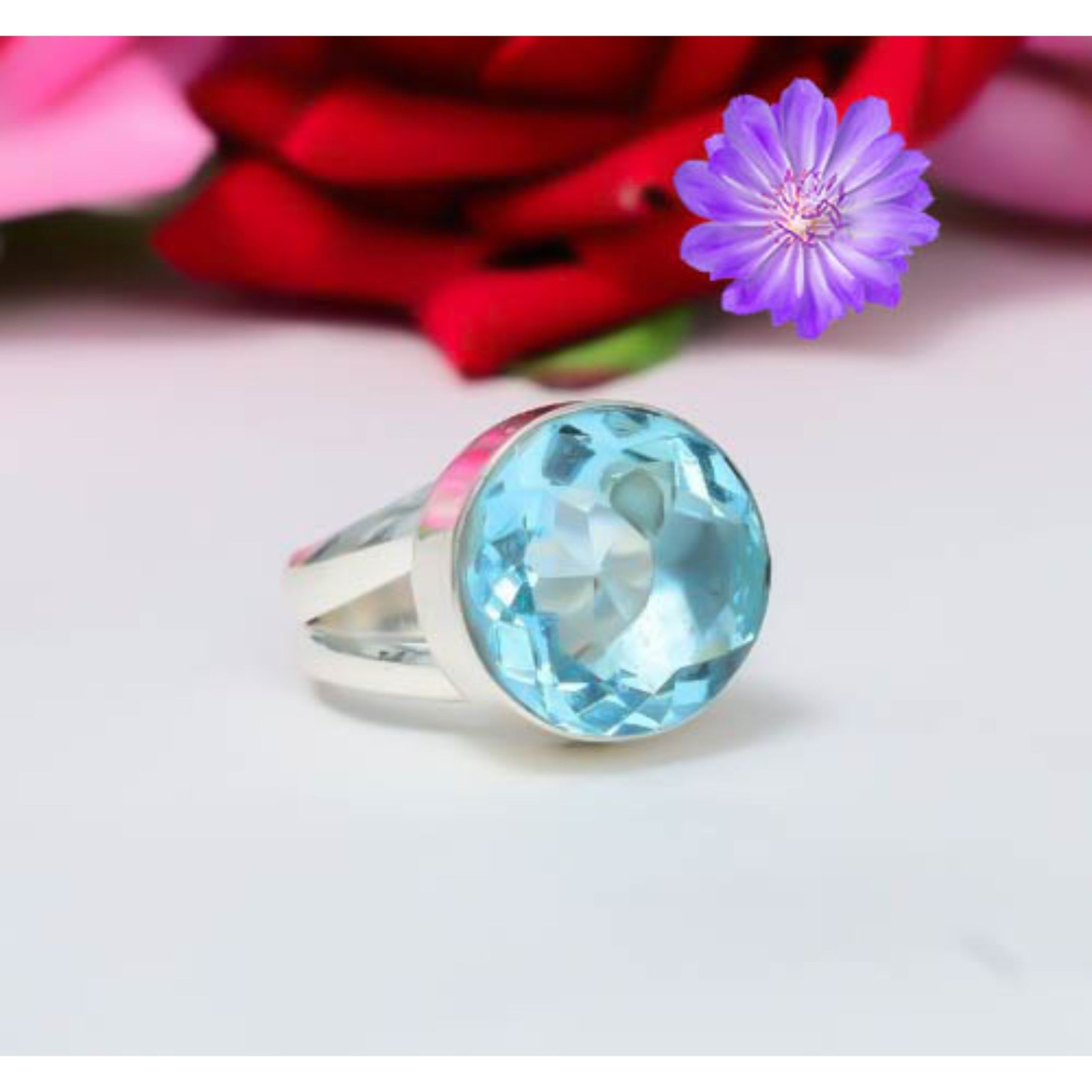 Aquamarine Gemstone 925 Sterling Silver Ring Handmade Jewelry Ring For Gift