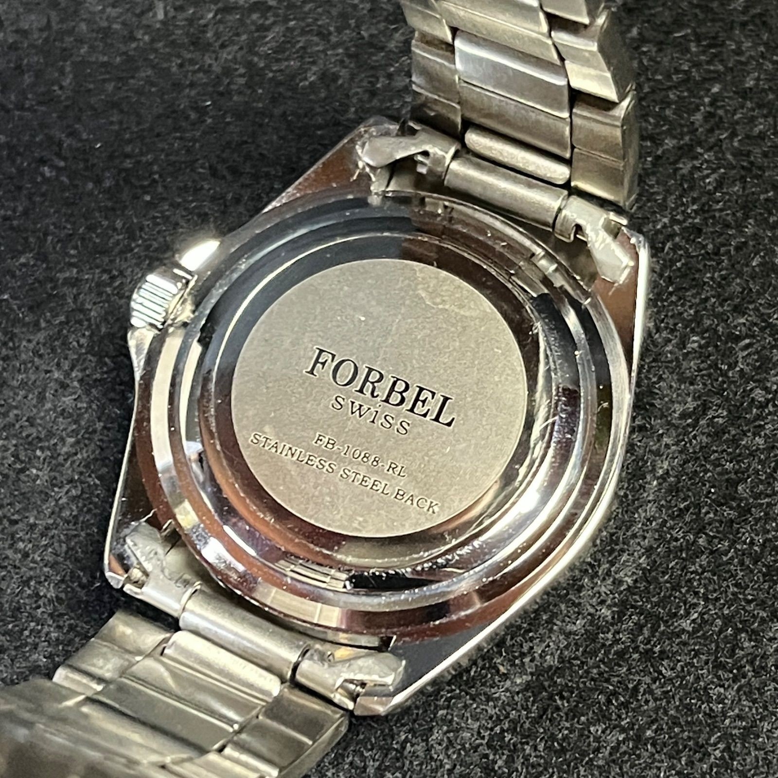 Working FORBEL SWISS Diver FB 1088 RL Quartz Silver Pink Stone Confirmed working