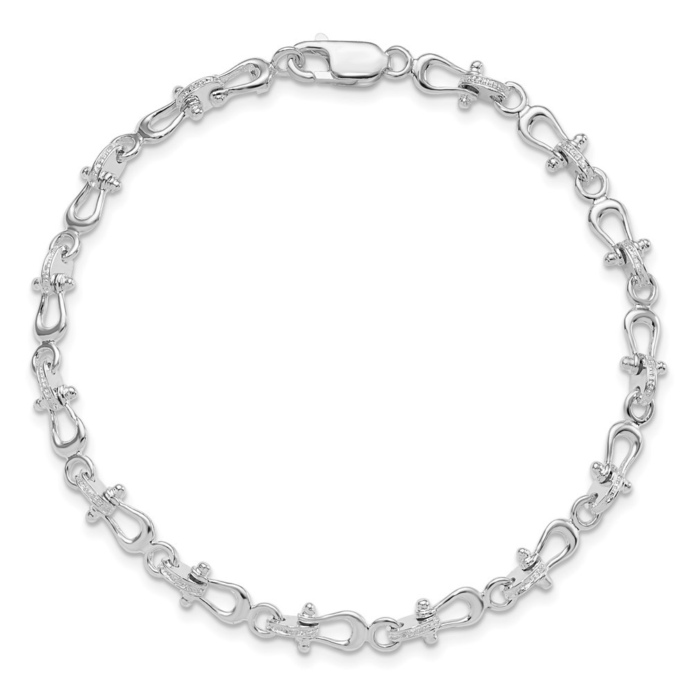 Sterling Silver Rhodium-plated Polished Mariners Shackle Link Bracelet 7.75″