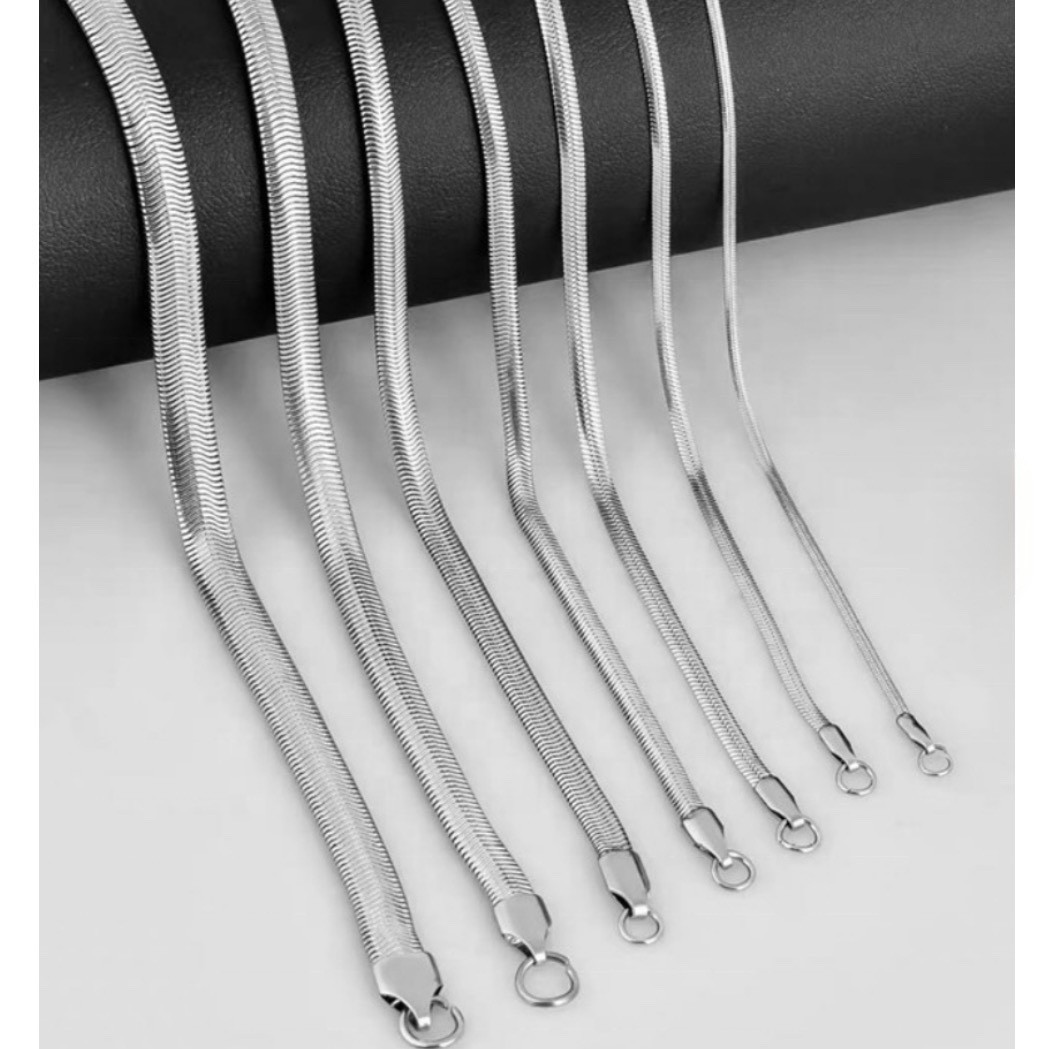 Stainless Steel Herringbone Chain Necklace, Mens Womens, 2-5mm 18-24″