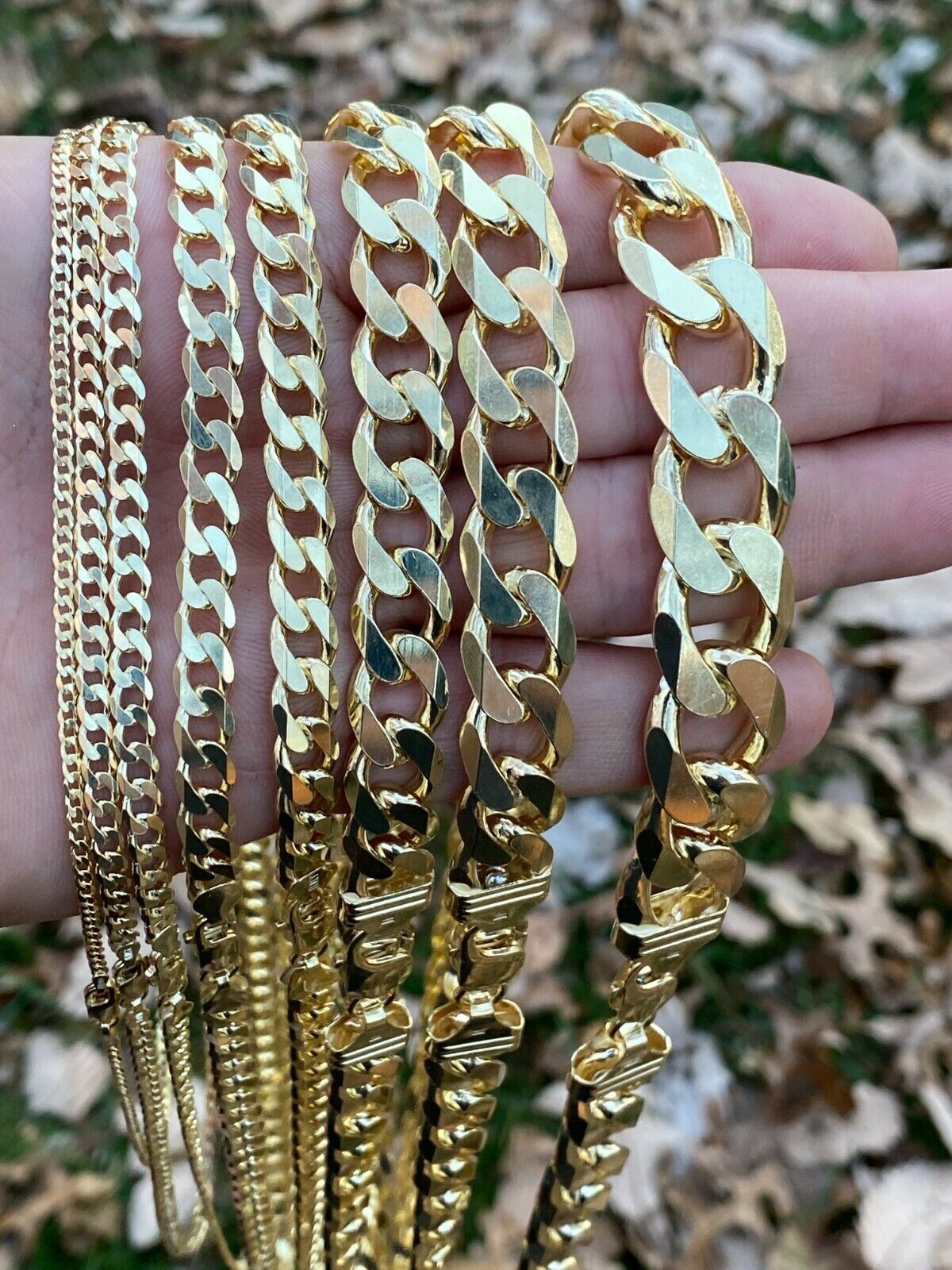 Real 14k Gold Plated Solid 925 Sterling Silver Curb Miami Cuban Chain Bracelet