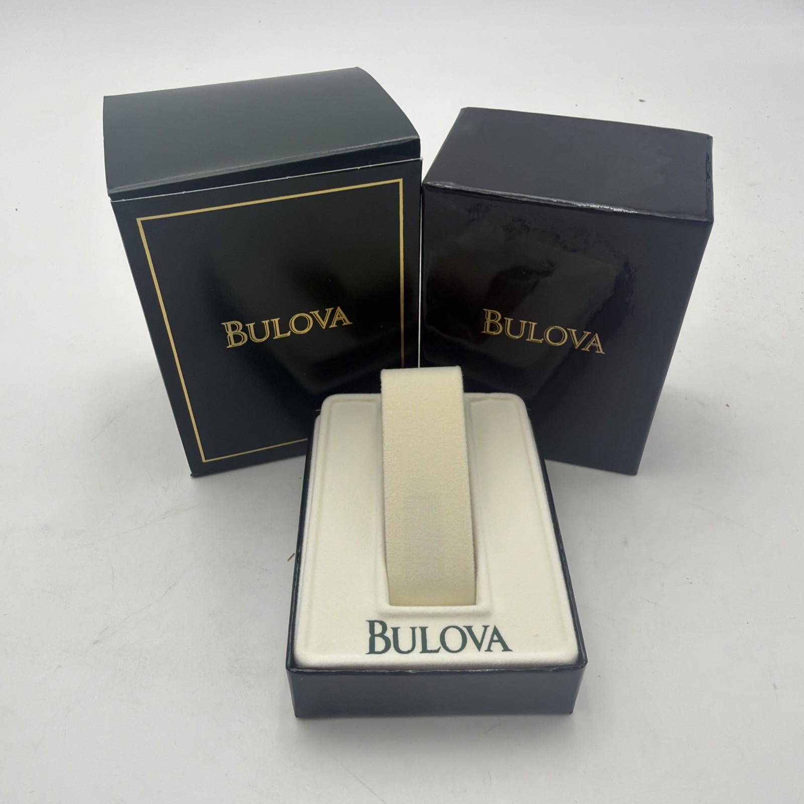 Bulova Watch Box Set – Empty Display Case Black/Green/Gold With Inner Box