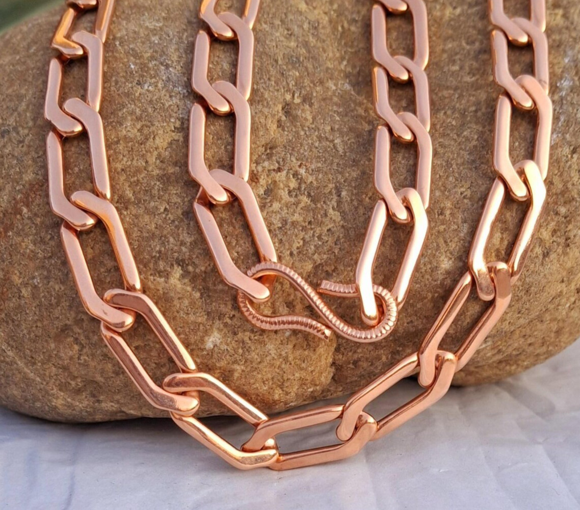 20 inch Pure Copper Solid LONG CUBAN Chain Necklace, Healing Jewelry Spiritual