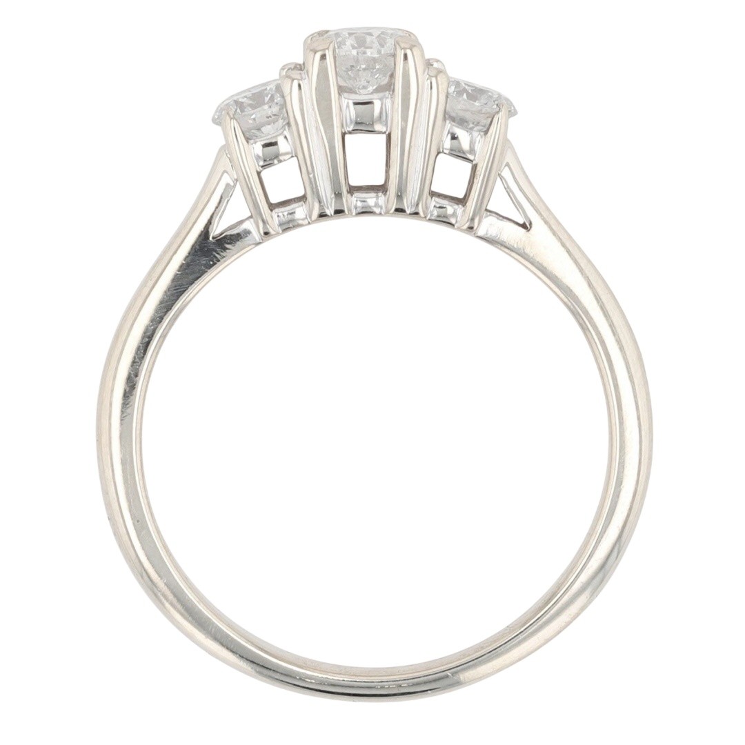 .50ctw Round Cut Diamond Three-Stone Engagement Ring 14k White Gold Size 5.25
