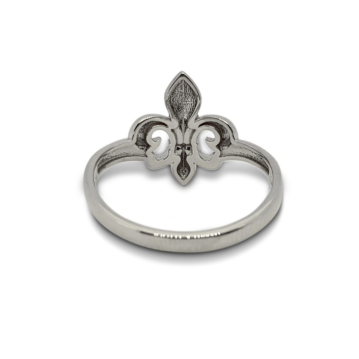 Solid 10K White Gold Fleur de Lis Ring, Sizes 3 – 12, Fleur-de-Lis