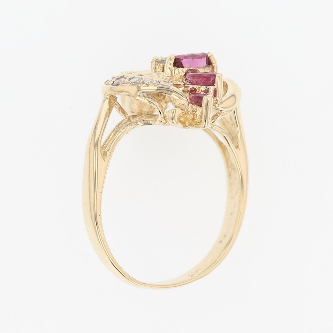 .50ctw Marquise Ruby and Diamond Statement Ring 14k Multi-Tone Gold Size 5.5