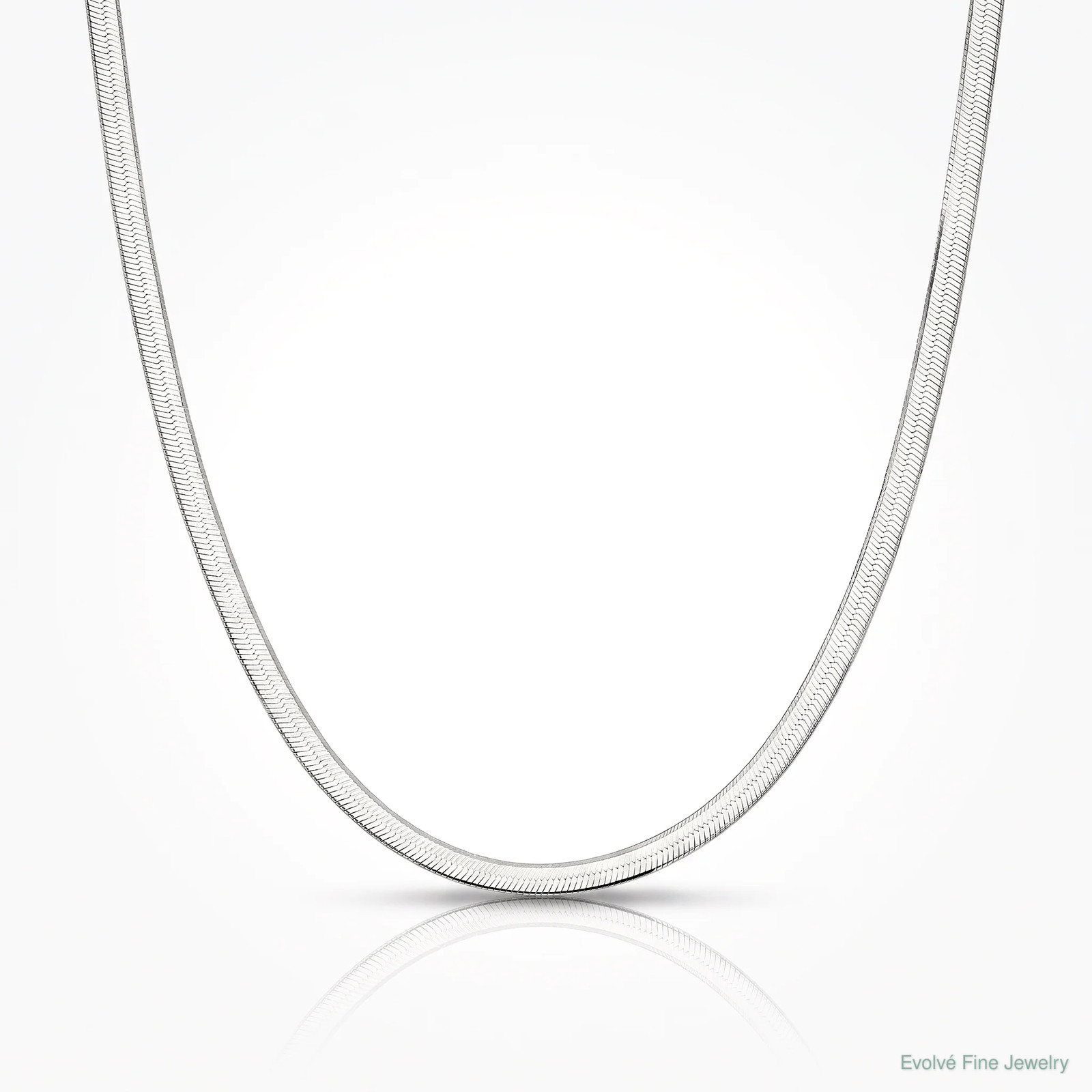 Sterling Silver Rhodium-Plated 3mm Magic Herringbone Chain Necklace 16″-24″