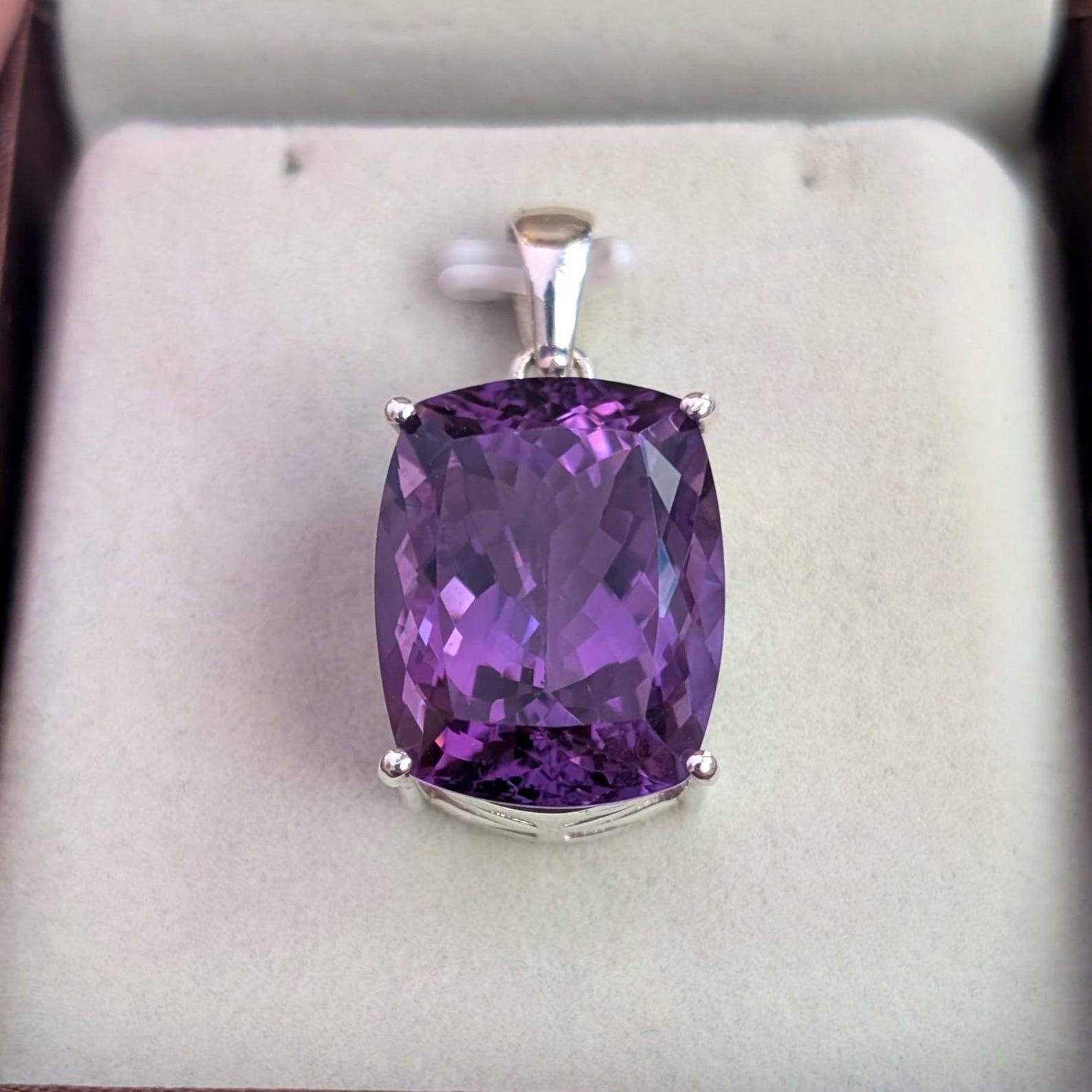 50.65 Ct Natural Purple Amethyst 925 Sterling Silver Solitaire Pendant Gemstone