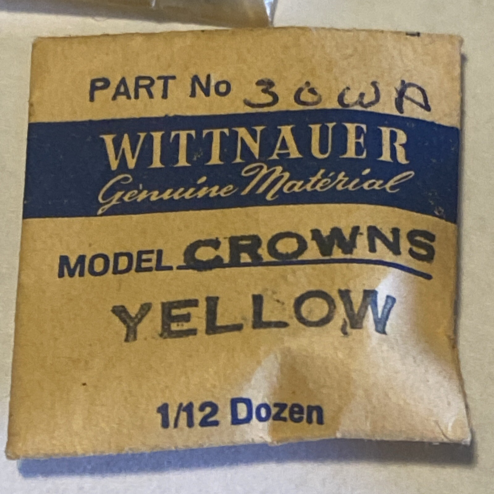 NOS Wittnauer Water Proof Crowns White & Yellow 26WP 28WP 29WP 30WP 31WP 35WP