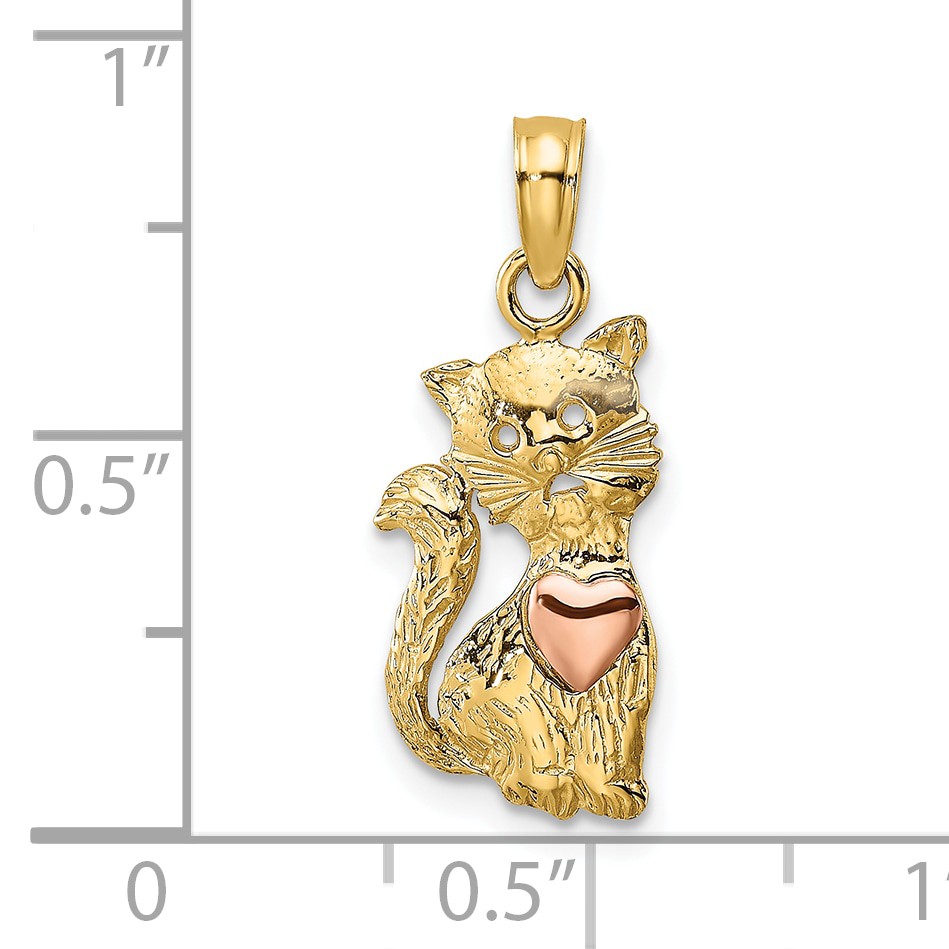 10k Two-Tone Cat with Heart Charm 10K9104