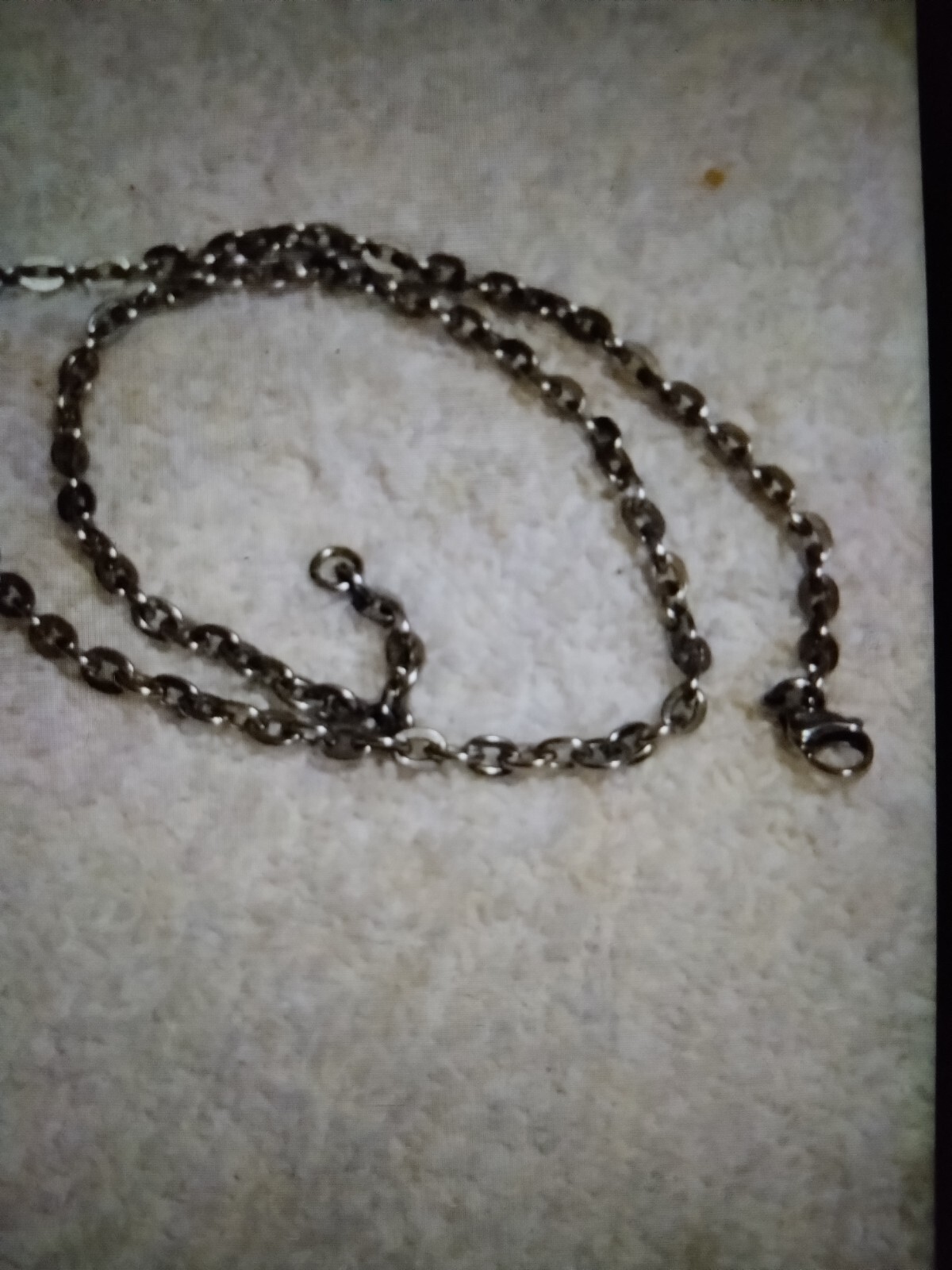 Vintage 18″ Stainless Steel Flat Cable Link Chain Stamped MA S Steel China