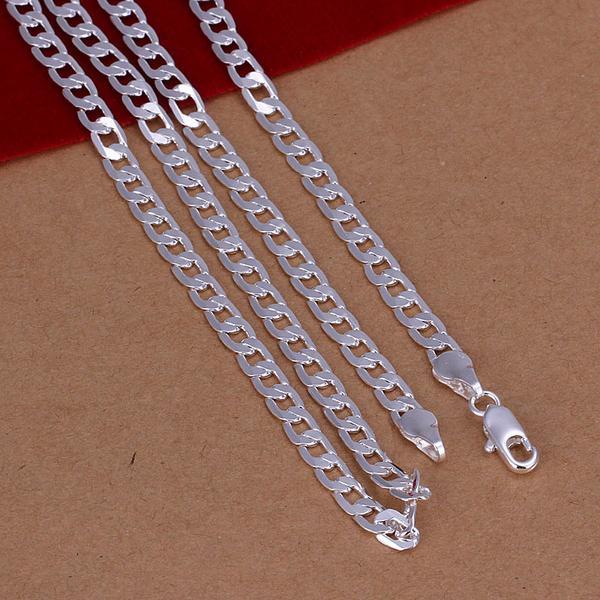 925 Sterling Silver 4mm wide 16~30 inch Cuban Curb Link Chain Necklace